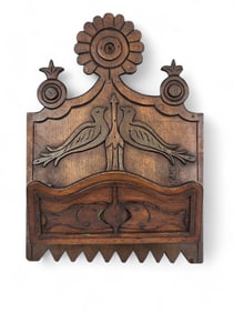 FOLKSY CARVED WALL POCKET