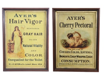 PAIR OF DR. AYER'S MEDICINE ADVERTISING SIGNS