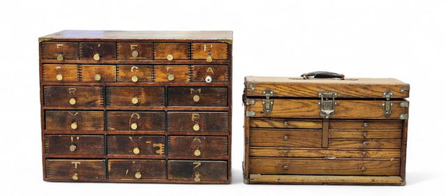 TWO HARDWARE CHESTS