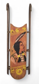 DECORATED SLED WITH NATIVE AMERICAN