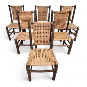 SET OF SIX RUSTIC CHAIRS