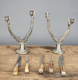 ANTLER CANDELABRA AND CUTLERY