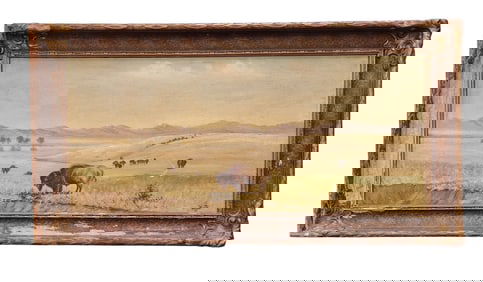 WESTERN LANDSCAPE WITH BISON