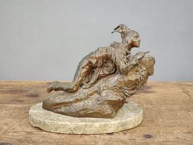 CARL KAUBA (AUSTRIA, 1865-1922): SCULPTURE OF A NATIVE AMERICAN