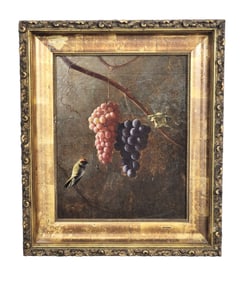 STILL LIFE WITH GRAPES AND A BIRD