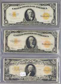 FOUR GOLD CERTIFICATES, THREE OVERSIZE
