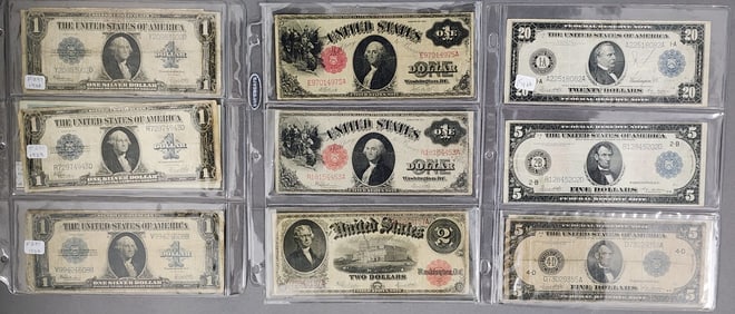 GROUP OF OVERSIZE AMERICAN CURRENCY