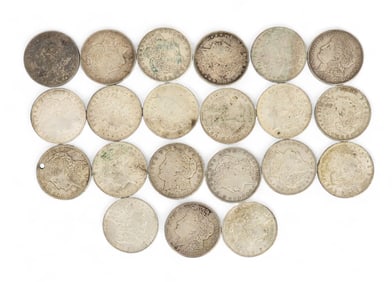 TWENTY-ONE MORGAN SILVER DOLLARS