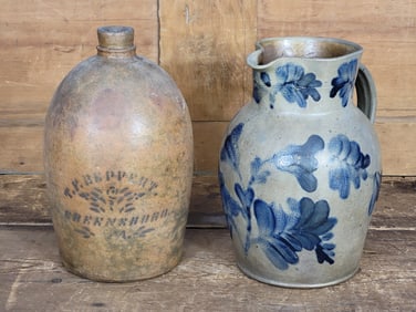 PENNSYLVANIA STONEWARE JUG AND PITCHER
