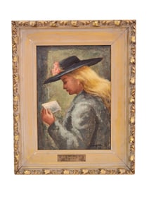 CLYDE SINGER (OHIO, 1908-1999): GIRL READING CARD