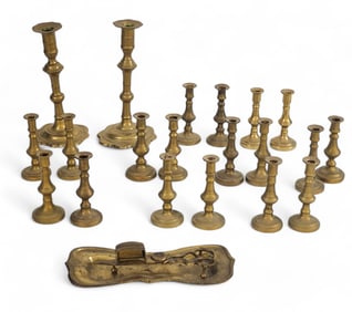 COLLECTION OF MINIATURE BRASS CANDLESTICKS