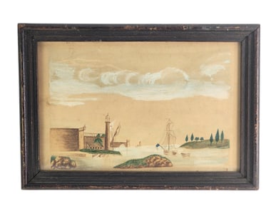 VIEW OF A FORT AND AN AMERICAN SHIP