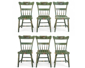 SET OF SIX DECORATED CHAIRS