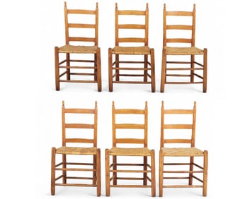 SET OF SIX LADDER-BACK CHAIRS