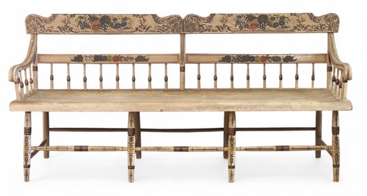 PAINT-DECORATED WINDSOR SETTEE