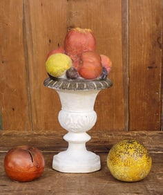 CHALKWARE COMPOTE AND TWO FRUIT BANKS