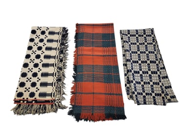 THREE OVERSHOT COVERLETS