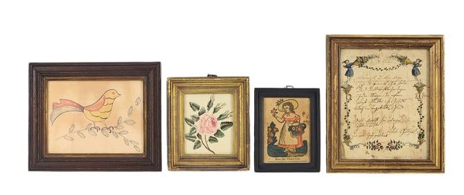 THREE SMALL WATERCOLORS AND A PRINT