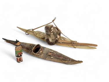 TWO INUIT / YUP'IK MODEL KAYAKS