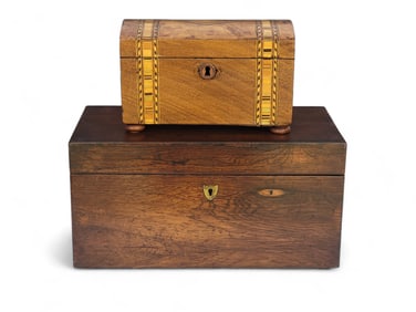 TWO ENGLISH TEA CADDIES