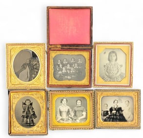 SIX SIXTH PLATE PHOTOGRAPHS OF FAMILIES AND GROUPS