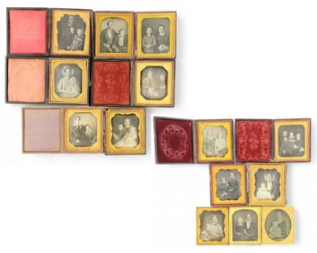 FOURTEEN SIXTH PLATE DAGUERREOTYPES OF PARENTS AND CHILDREN