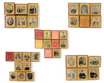 LARGE GROUP OF SIXTH PLATE PHOTOGRAPHS