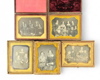 FIVE QUARTER PLATE GROUP PHOTOGRAPHS