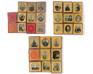 LARGE GROUP OF SIXTH PLATE PHOTOGRAPHS
