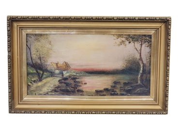 SUNSET LANDSCAPE BY HENRI SEWAT (EUROPEAN, 19TH CENTURY)