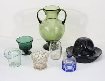 COLLECTION OF EARLY AND BLOWN GLASS