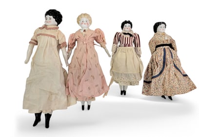 FOUR CHINA-HEAD DOLLS