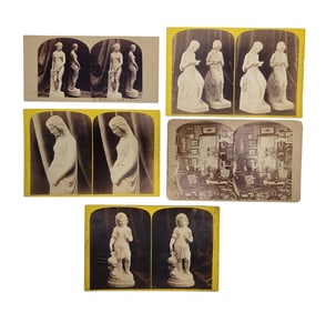 FIVE STEREOVIEWS WITH SCULPTURE