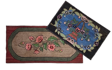 TWO HOOKED RUGS