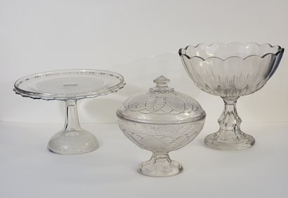 THREE PIECES OF FLINT GLASS