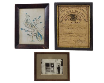 THREE FRAMED AMERICANA ITEMS