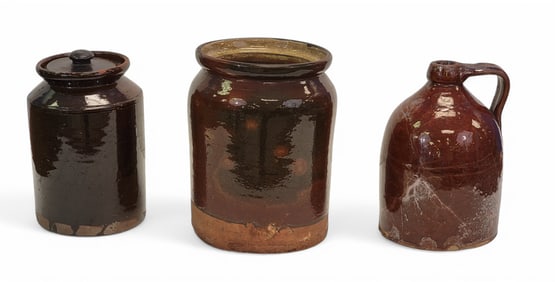 THREE PIECES OF REDWARE