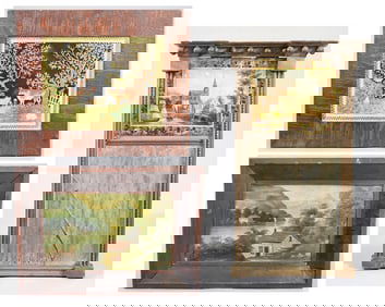 TWO FOLK ART WORKS AND A MIRROR