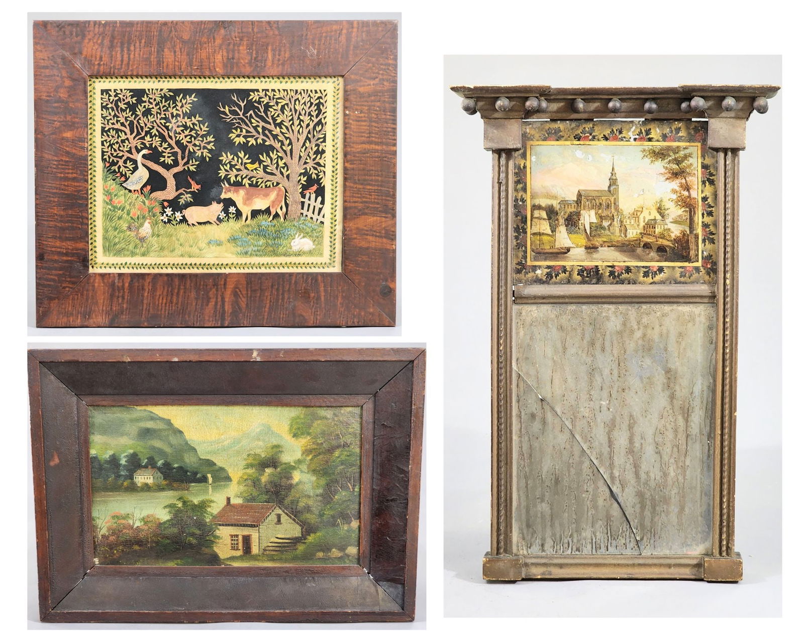 TWO FOLK ART WORKS AND A MIRROR (1 of 11)