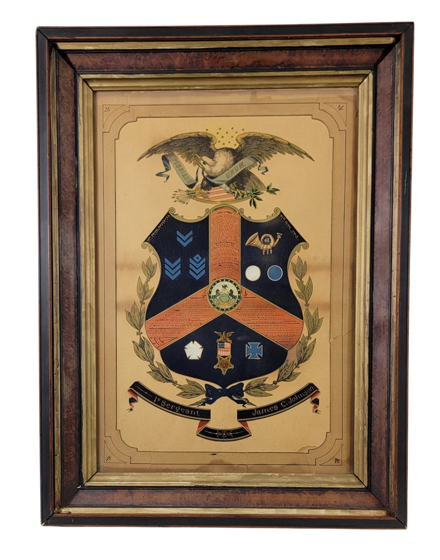 CIVIL WAR ESCUTCHEON FOR 1ST SARGEANT JAMES JOHNSON, PENNSYLVANIA (1 of 6)