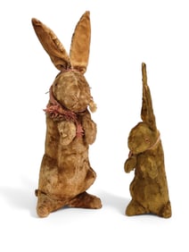 TWO EARLY STUFFED RABBITS