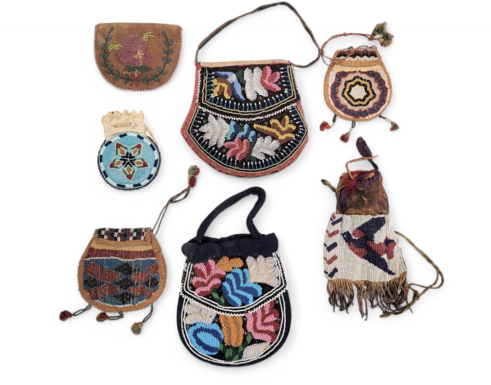 SEVEN NATIVE AMERICAN BEADED POUCHES (1 of 14)
