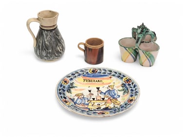 FOUR PIECES OF EUROPEAN POTTERY