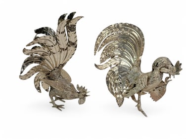 PAIR OF SILVER-PLATED TABLE ORNAMENTS