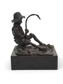 BRONZE OF A BOY FISHING