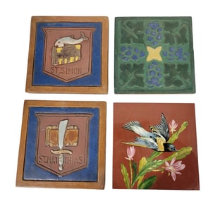 FOUR LARGE RED CLAY TILES