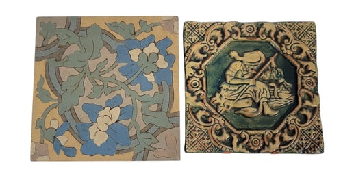 TWO LARGE FAIENCE TILES