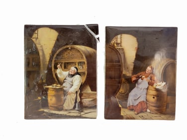 TWO HANDPAINTED TILES