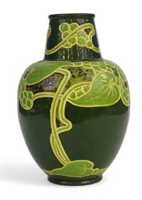 BURMANTOFT FAIENCE CARVED VASE