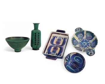 FIVE PIECES OF SCANDINAVIAN POTTERY